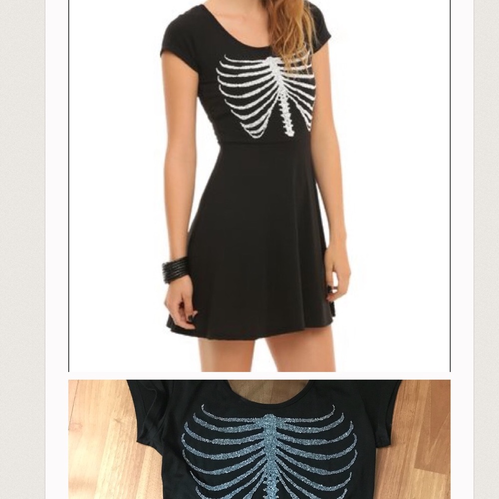 Teenage Runaway Beaded Ribcage Dress Medium Goth